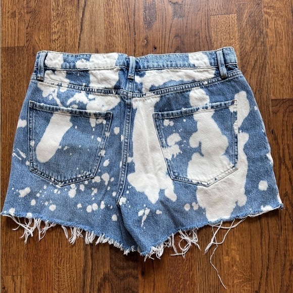 FRAME Le Ultra Baggy hi waisted denim frayed splatter bleached shorts size 29 - Picture 10 of 10